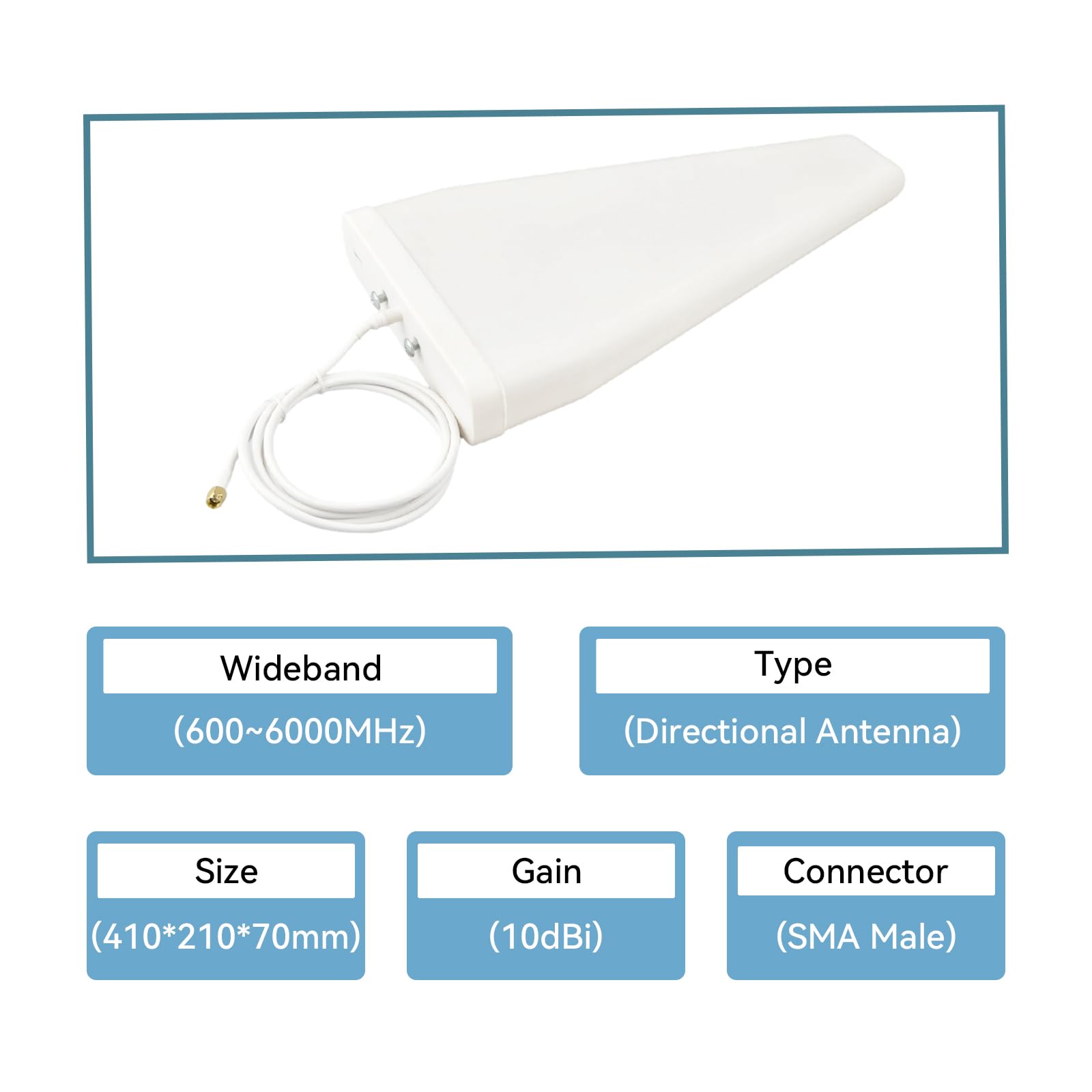 Antena direccional de alta ganancia de banda ultra ancha 600-6000MHz para exteriores 10dBi con cable RG58 macho SMA de 1,5 m para 4G/5G/LTE/WiFi 6E