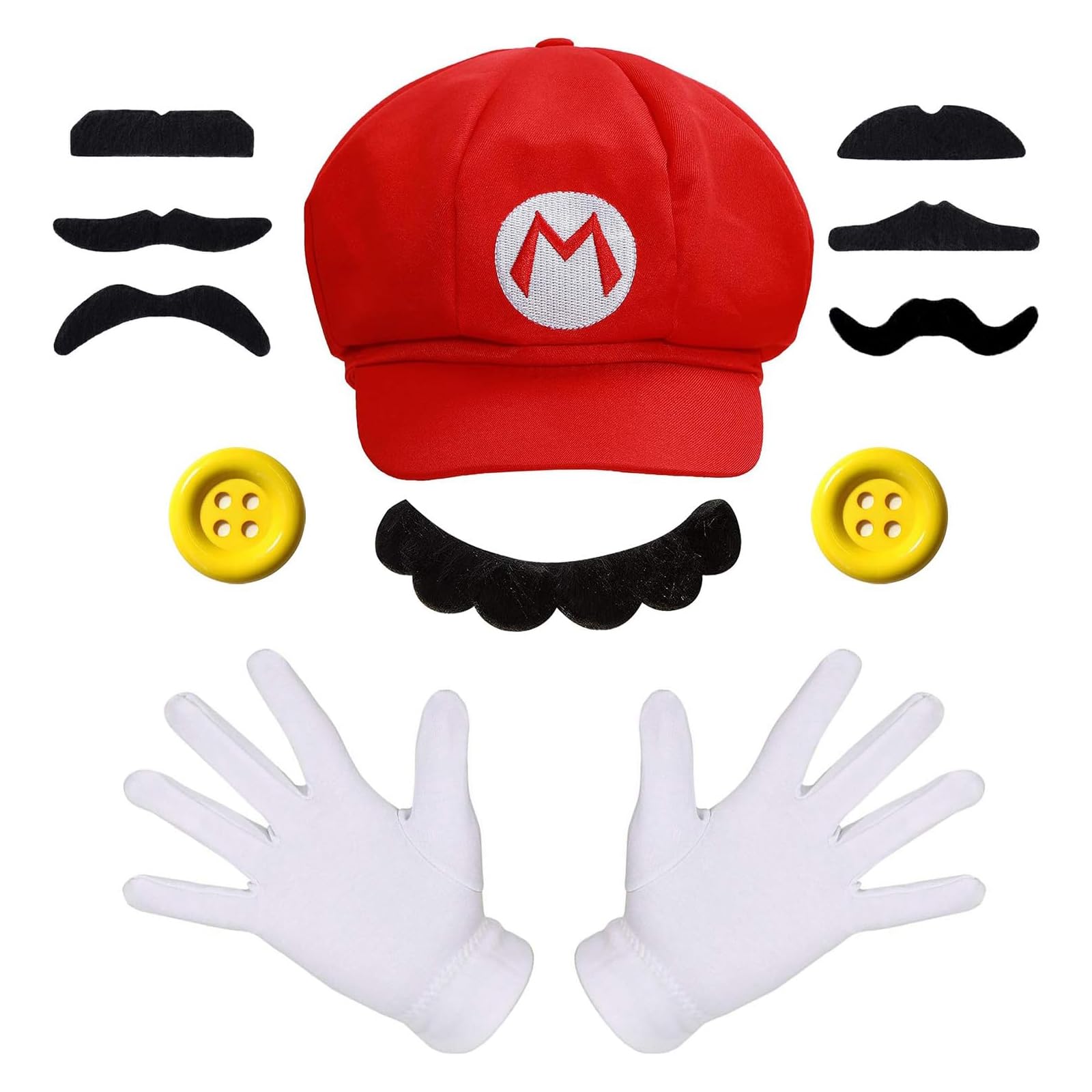 GUOYOU Gorra Disfraz Accesorios, Rojo Sombrero de Luigi Bros, Carnaval Disfraz Luigi, para Adulto y Niños Fiestas de Carnaval Navidad Halloween