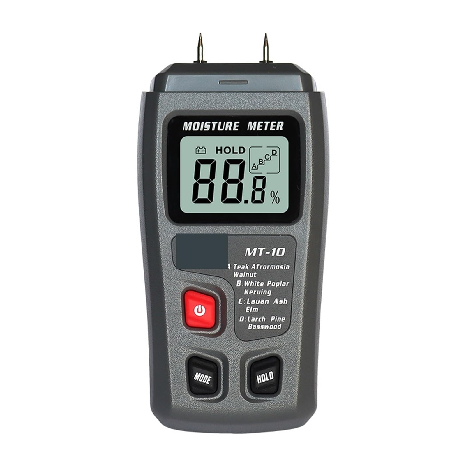MT-10 EMT01 Misuratore di umidità del Legno Tester Igrometro Rilevatore densità'albero Grigio Arancione Piccolo Errore(Szary)