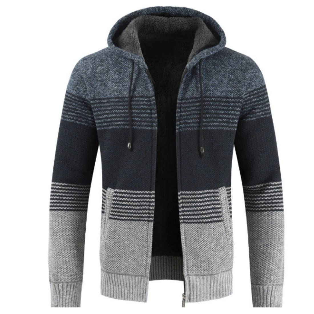 Kinkia Men's Fleece Lined Hoodie Winter Warm Full Zipper Cardigan Sweater