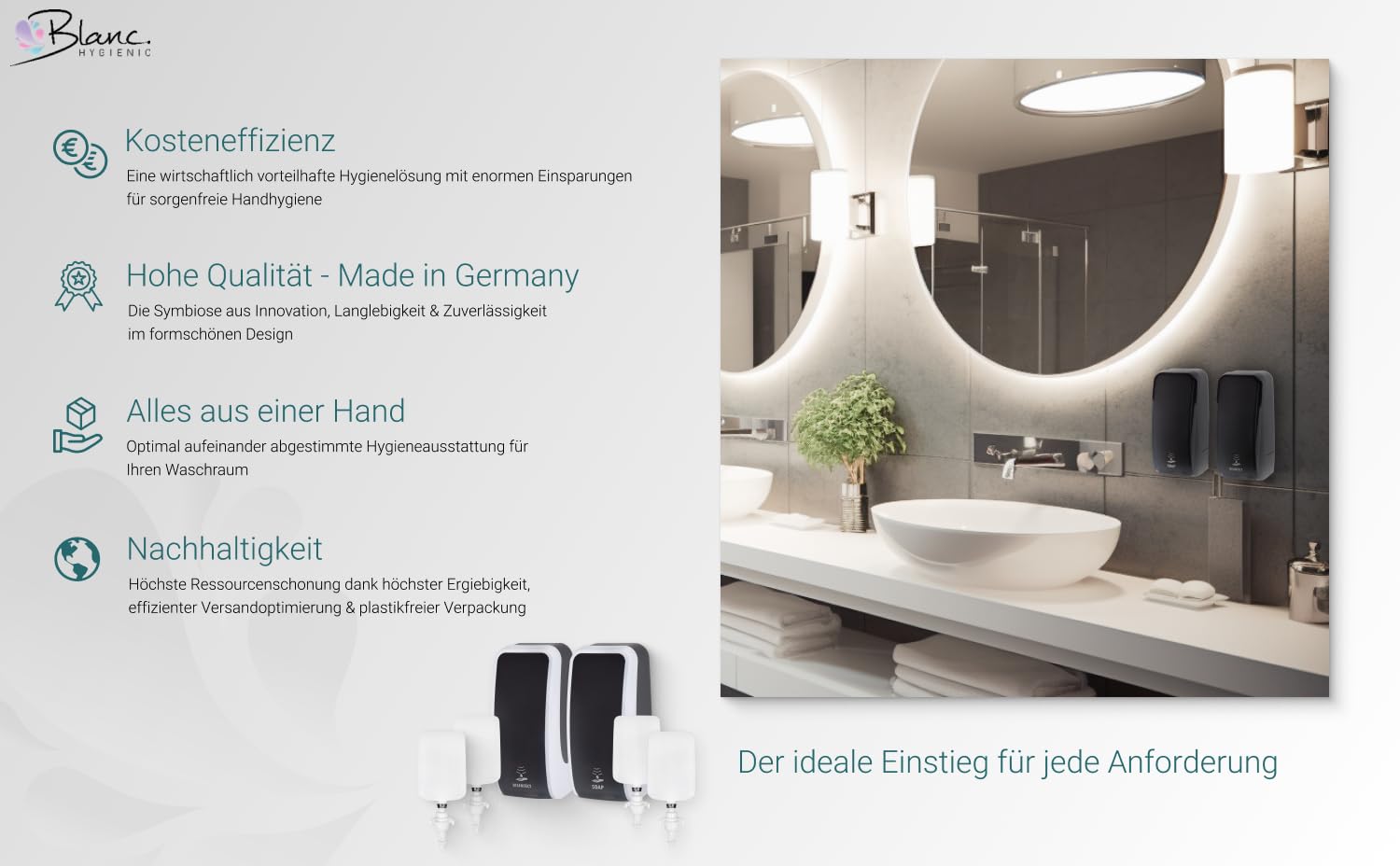 Set Cosmos Handhygiene Sensor Komplettset Weiß | Berührungsloses Cosmos Handhygiene-Komplettset mit Sensor-Spendern, 4 Kartuschen und bis zu 7.000 Anwendungen