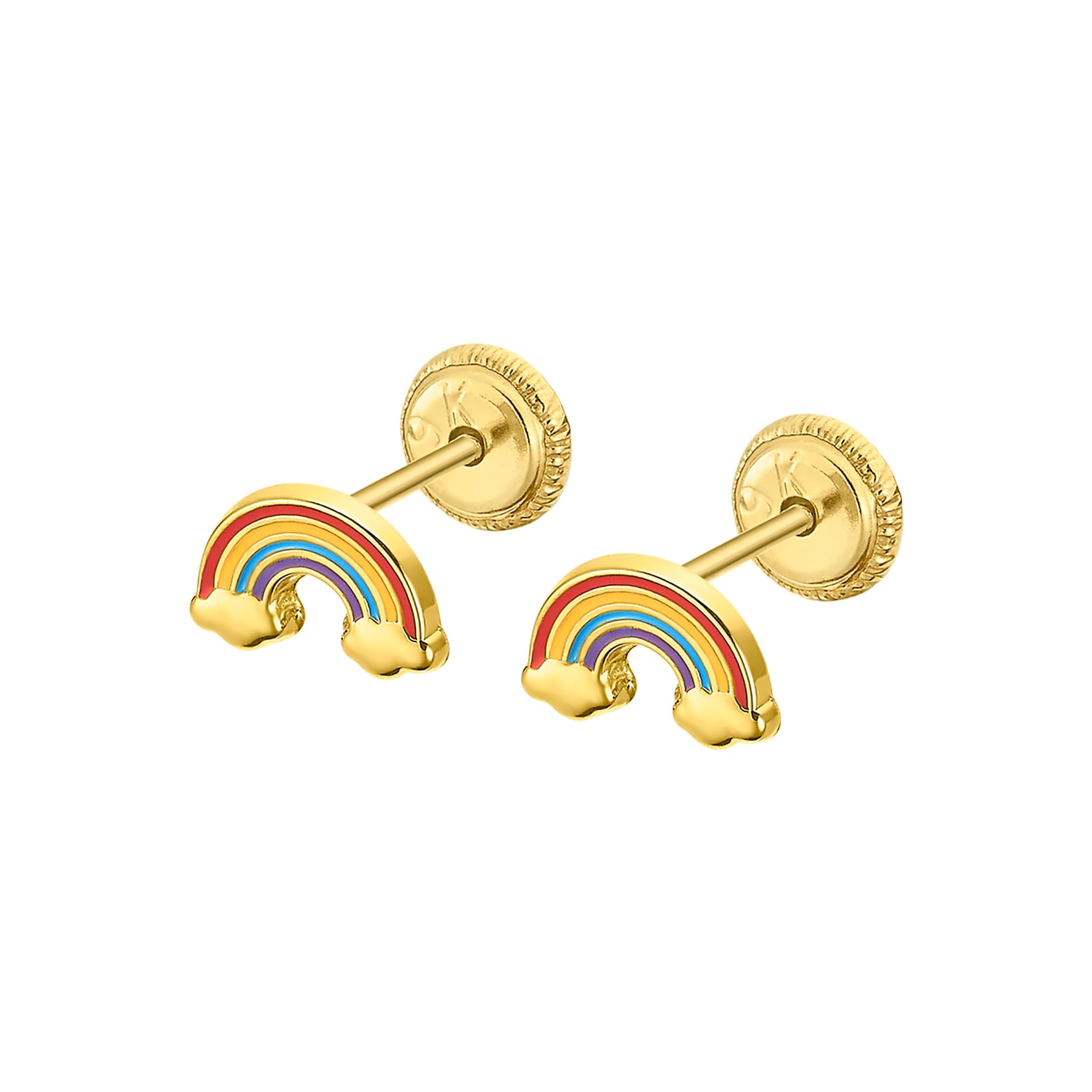 TIME ROAD Ohrringe Mädchen de Gold 9K LG00291 | Sicherer Schraubverschluss, Kinder, Ideal als Kommunions- oder Geburtstagsgeschenk