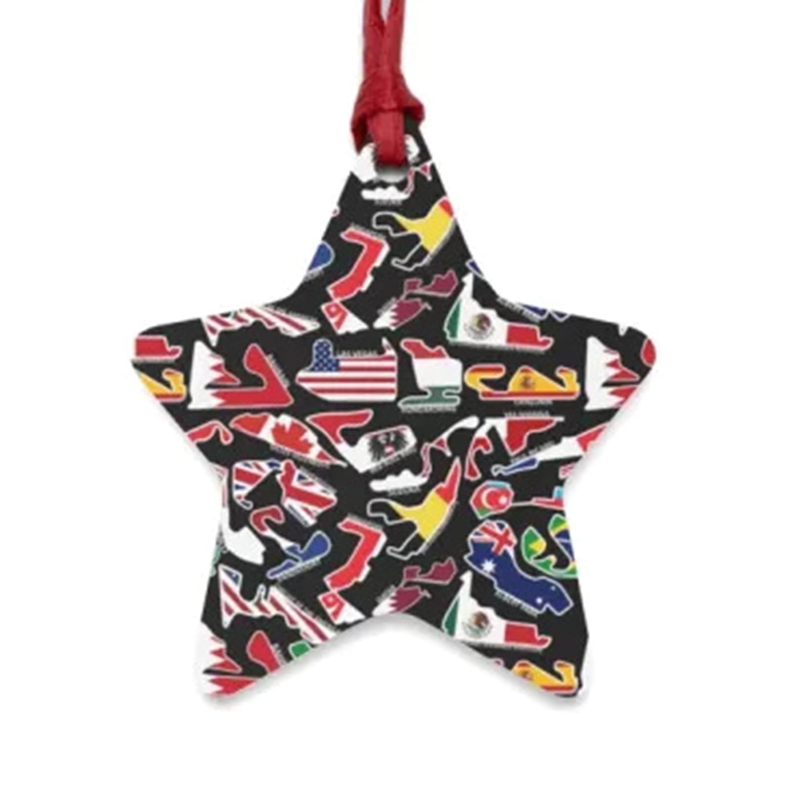 Puco Red, White, Black Christmas Decorative Ornament Formula One Tracks Ornaments Tree Hangings Pendant