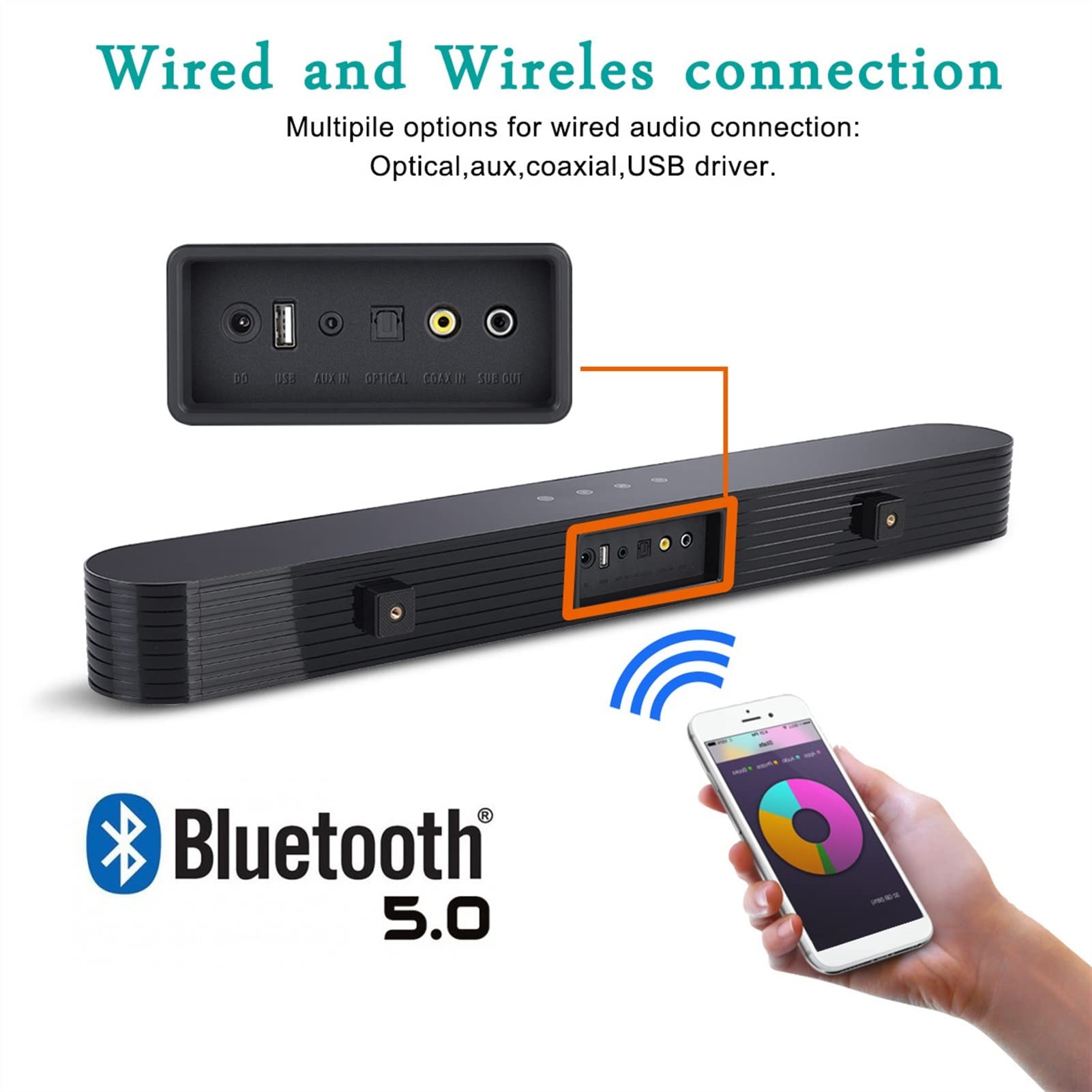 Głośnik komputerowy 120W 2.1 Soundbar kino domowe system dźwiękowy TV głośnik Bluetooth Sound Bar z subwooferem wsparcie optyczne Aux koncentryczny RCA USB głośniki biurkowe