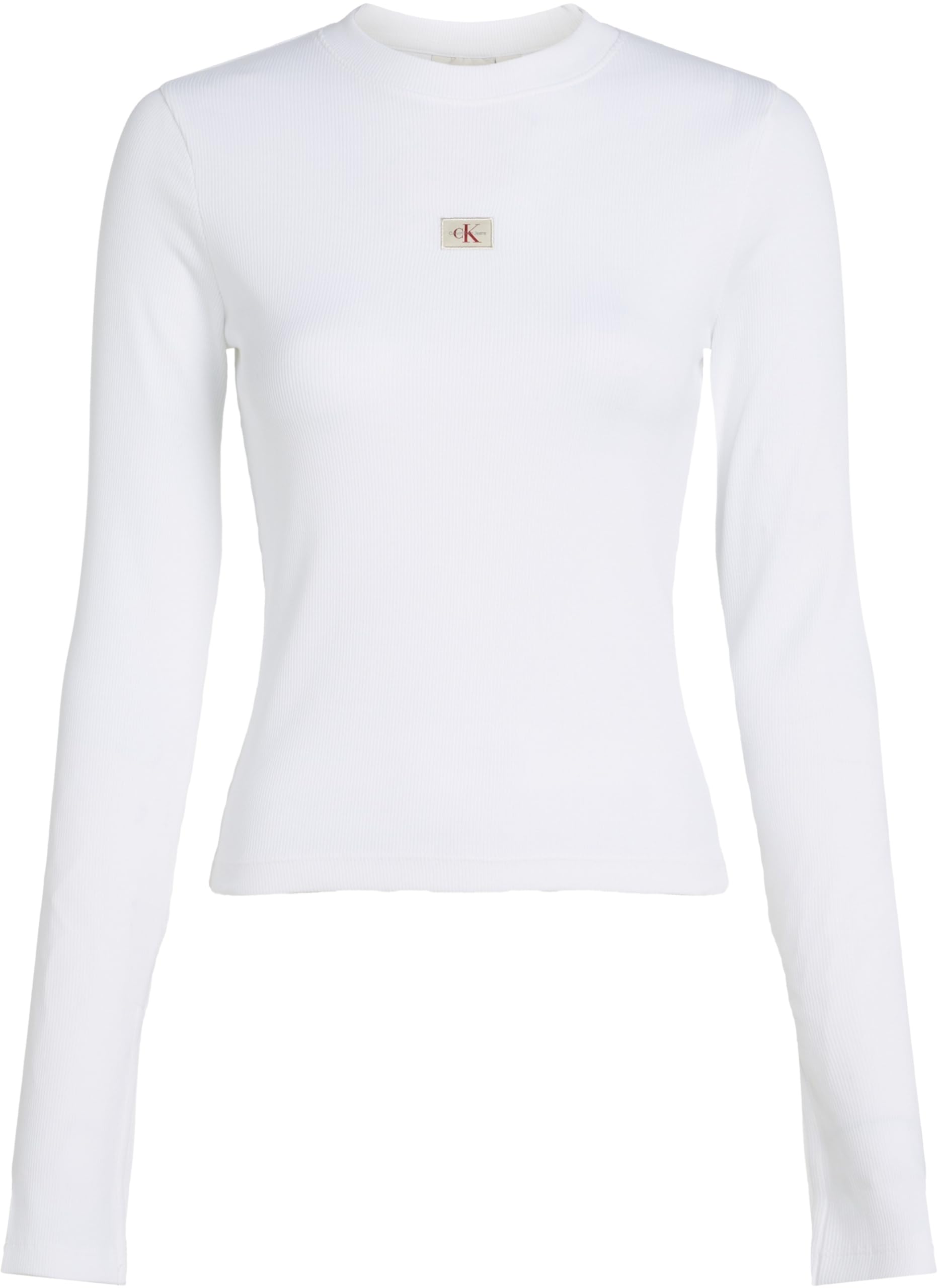 Calvin Klein Jeans Damski top z tkaną etykietą Ls, Jasnobiały, 3XL