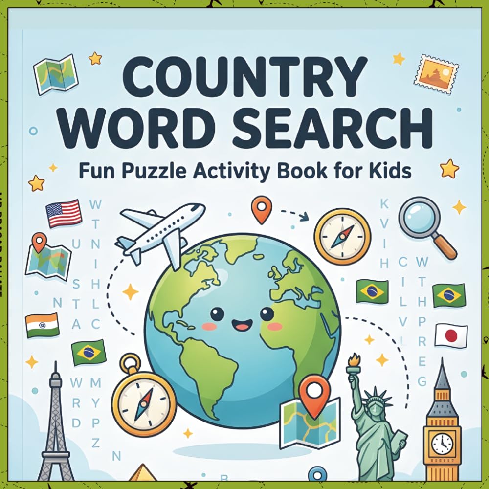 Around the World Country Word Search Game For Kids & Teens: Fun Puzzle Activity Book | 15 Engaging Word Search Puzzles with Answer Sheets | ... & Brain Boosting Fun | Stress Relief Book