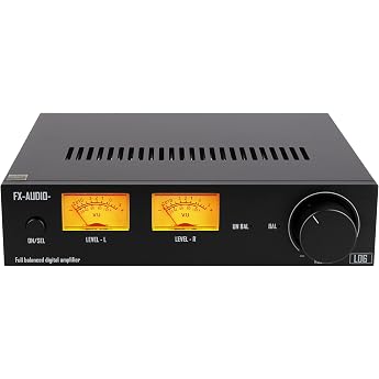 FX Audio L06 Fully Balanced Power Amplifier with VU Meter - 500W+500W Dual TPA3255 HiFi Class D Stereo Digital Amplifier for Passive 2 -8  Speakers Home Audio