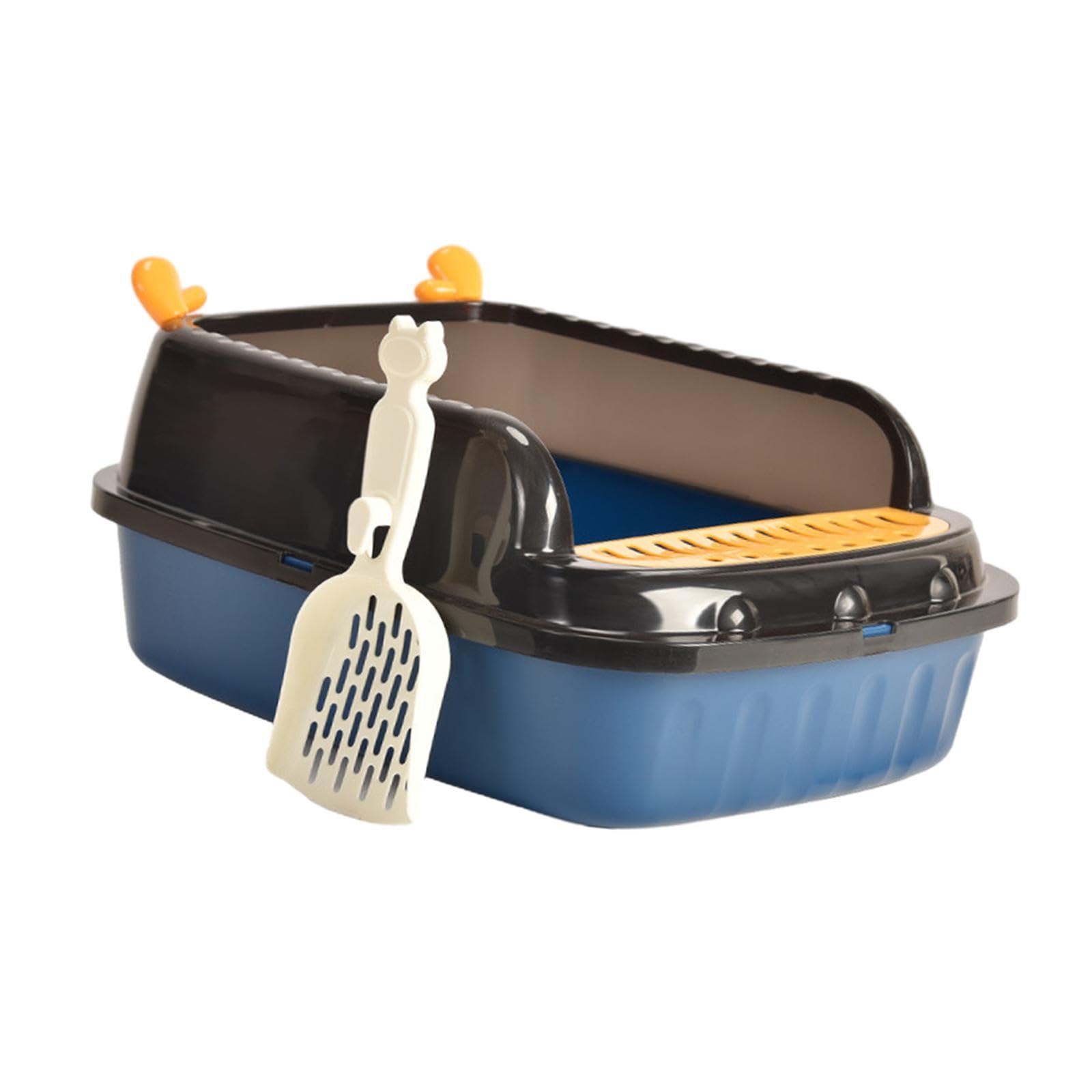 Lettaia, Lettiera for Gatti con Coperchio Aperto(Blue,M)