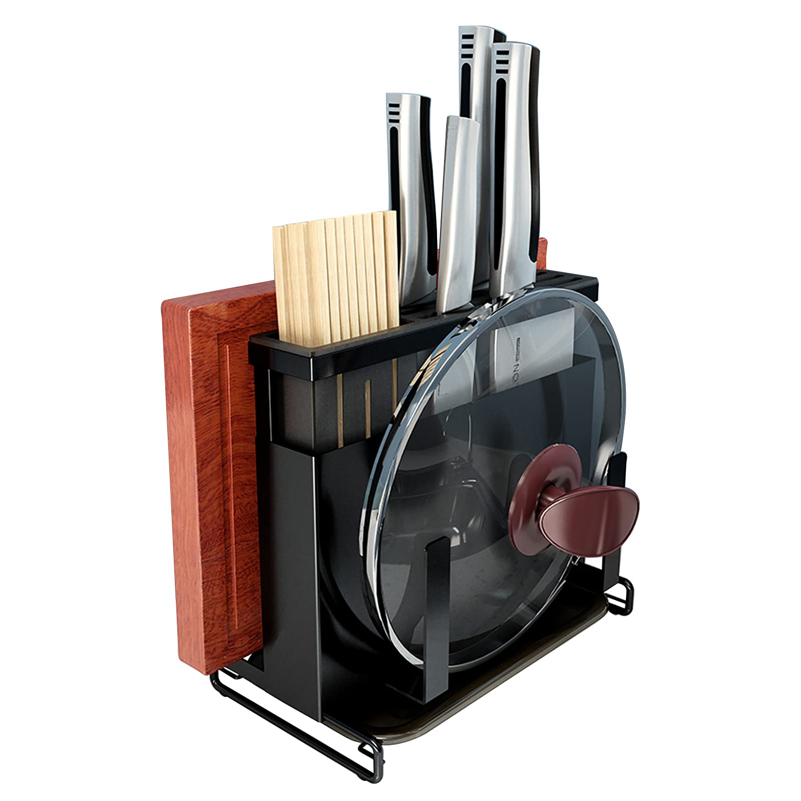 Soporte para cuchillos de cocina organizador de pared de acero inoxidable negro sin cuchillos