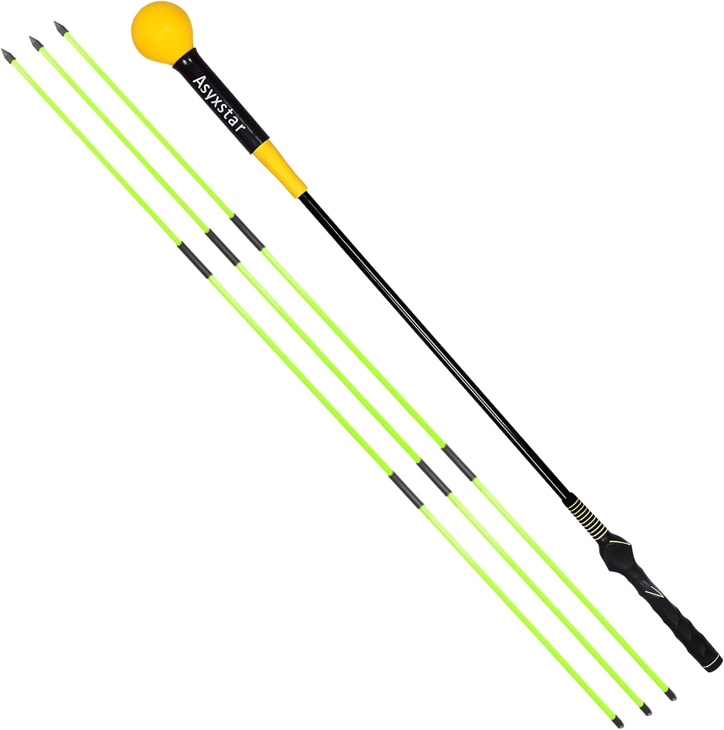 Golf Swing Trainer Aid - Golf Training aid with Golf Grip Trainer Golf Training Equipment Power Flex Golf Swing Training aid for Strength,Balance, and Tempo Golf Swing Speed Trainer YELLOW 40"