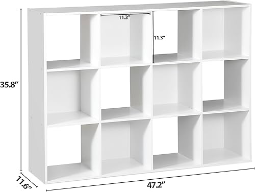 Miniatura 3 de JupiterForce Organizador de almacenamiento de 12 cubos, estantería, estante de almacenamiento cúbico, organizador de gabinetes, estantería con panel
