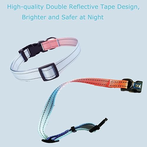 Miniatura 5 de Roses&Poetry Collar reflectante para perro con degradado azul, collares ajustables y duraderos para perros pequeños, medianos y grandes (Azure-XS)