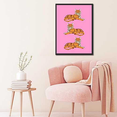 Miniatura 10 de BNGFDV Pintura abstracta rosa y azul, decoración de habitación preparada, lienzo vibrante, arte de pared, decoración de dormitorio universitario,