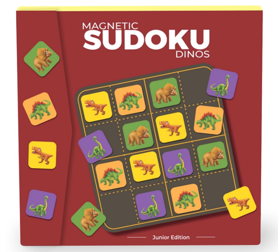 Sudoku Mind Games Children, Puzzles for Kids 4 to 6 Years Old, Gift for Boys Girls, Educational Toys Magnalogix Magnetic Games, Sudoku Junior Dinosaur