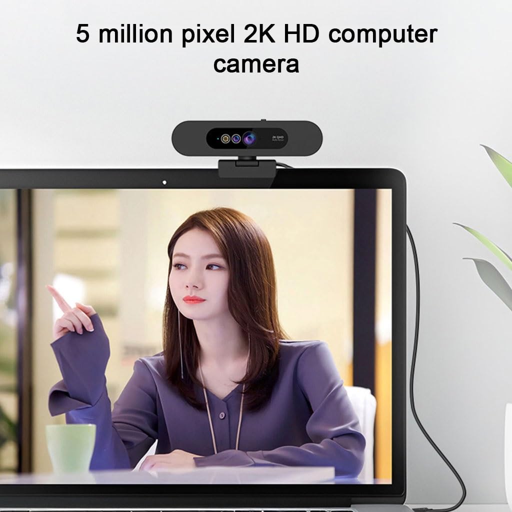2K Webcam Z Mikrofonem, Kamera Komputerowa USB Do Laptopa, Komputera Stacjonarnego, PC HD Web Camera Do Rozmów Wideo, Strimowania Gier I Spotkań Online