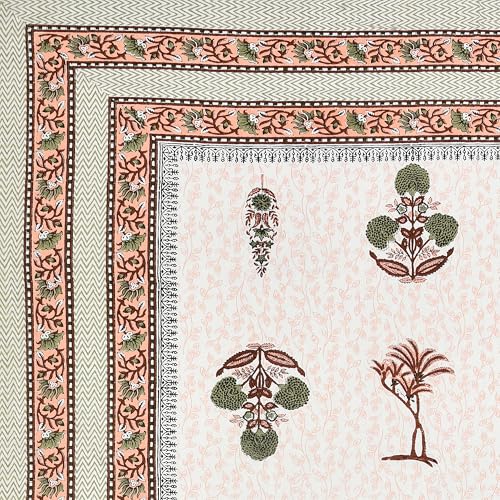 Image of BLOCKS OF INDIA 200TC Diwan Set Cotton 8 Piece | Deewan Printed Bedsheet Sets For Living Room Hall (Set of 8 Piece, 1-Bed Sheet | 2-Bolster Cover | 5-Cushion Cover (Color 26),Multicolour