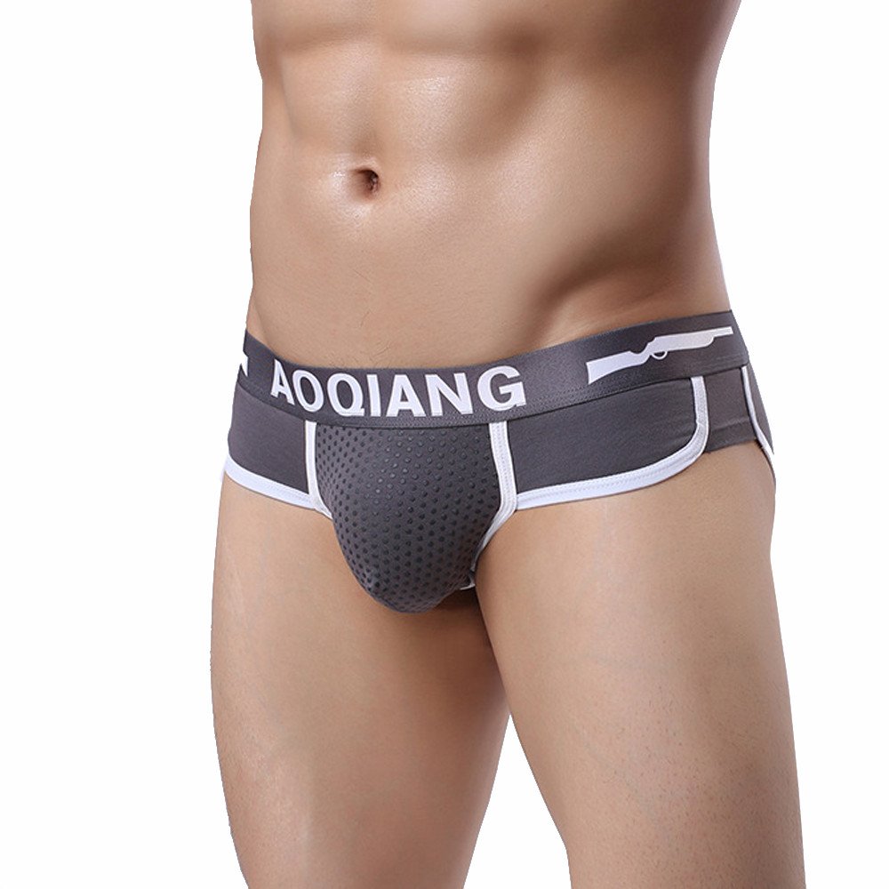 Generic Pouch Soft Briefs Underwear Bulge Mens Shorts Fashion Boxer Underpants Mens underwear Men Neon Underwear Grey XL