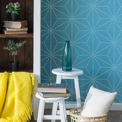 Osaka - Plantilla de pared  Plantilla geométrica de estrellas punteadas para renovar la habitación  Plantillas de pared fáciles de usar para mejoras