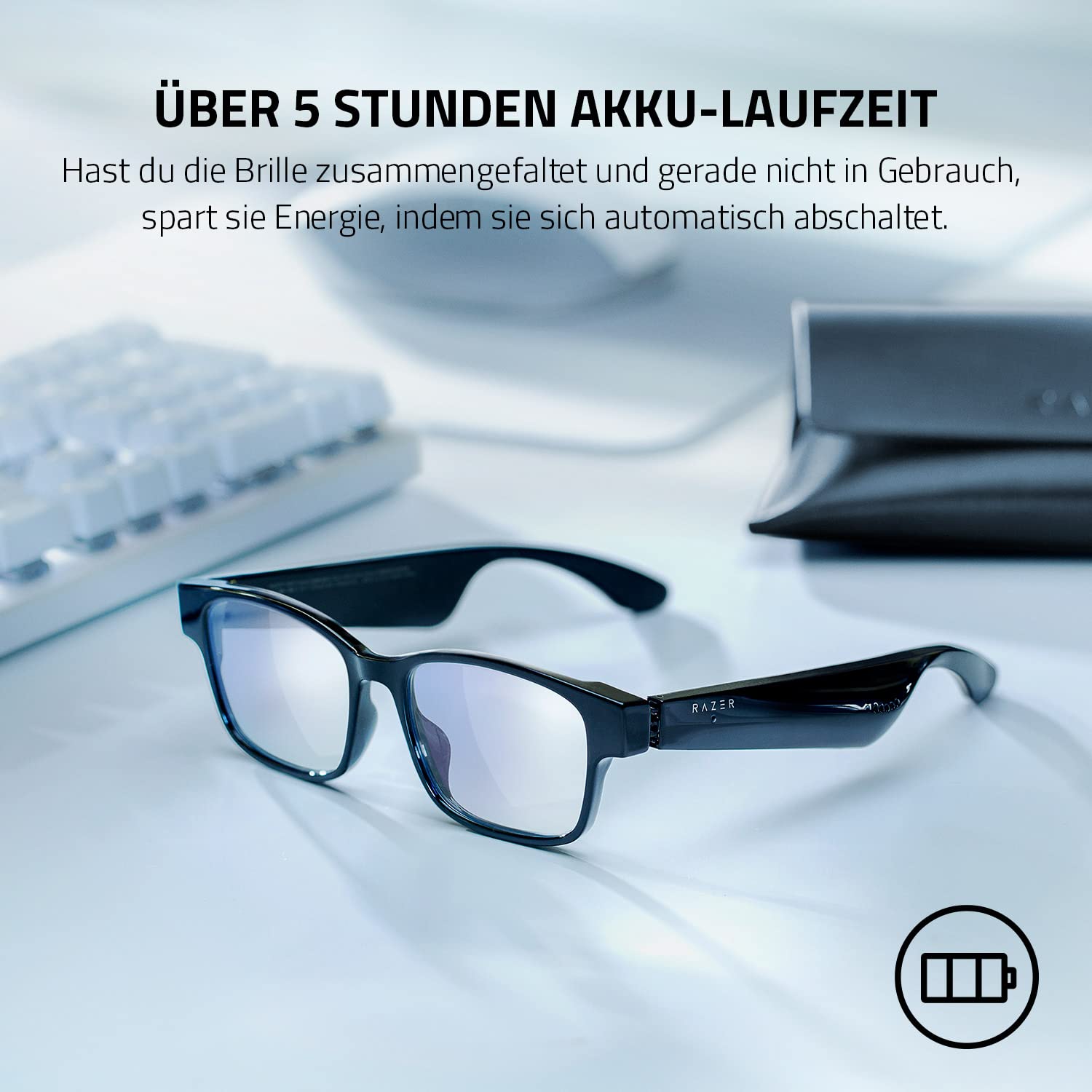 Razer Anzu Smart Glasses (runde, kleine Gläser) - Audio-Brille mit Blaulicht- oder Sonnenschutz-Filter (Integriertes Mikrofon + Lautsprecher, 5 Stunden Akku, spritzwassergeschützt) Schwarz