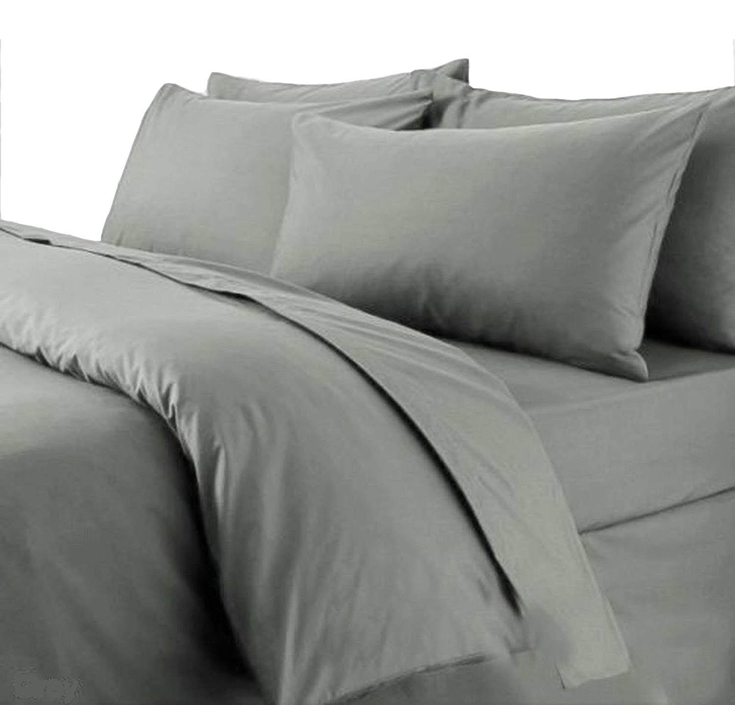 AR T-300 Egyptian Combed Cotton Sateen Quality Flat Sheet In (Double, Grey)
