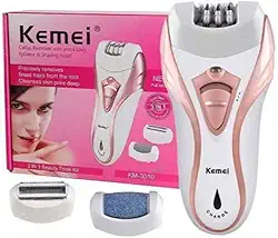 Depilador Elétrico Lixa Pé 3em1 Recarregável Kemei Bivolt