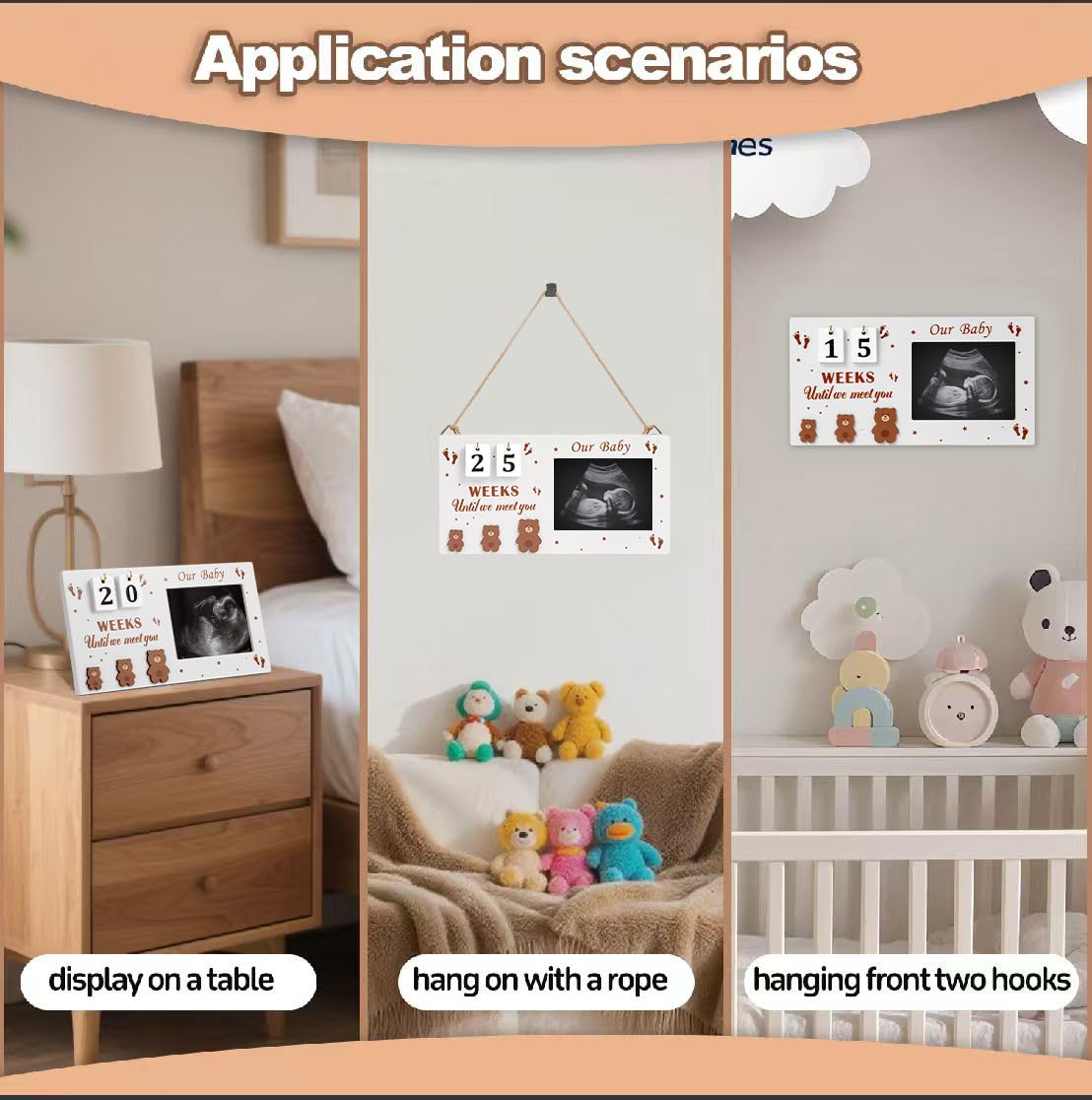 Cornice per foto con ecografia, con conto alla rovescia del bambino, con scritta in inglese "Expecting Genents to be pregnancy Nursery Decor, Gift Congratulations Pregnancy Must Have