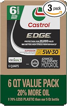 Castrol EDGE 5W-30 Advanced Full Synthetic Motor Oil, 6 Quarts EcoPack