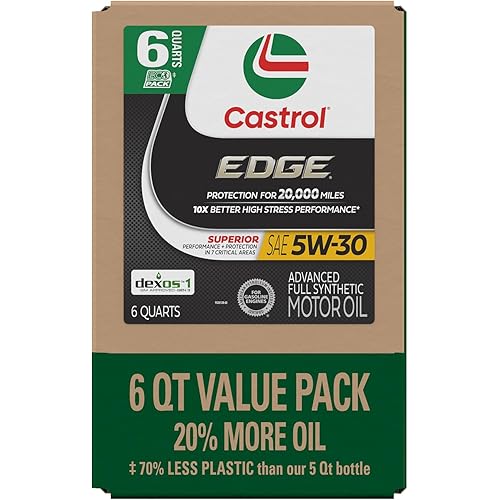 Castrol EDGE 5W-30 Advanced Full Synthetic Motor Oil, 6 Quarts EcoPack