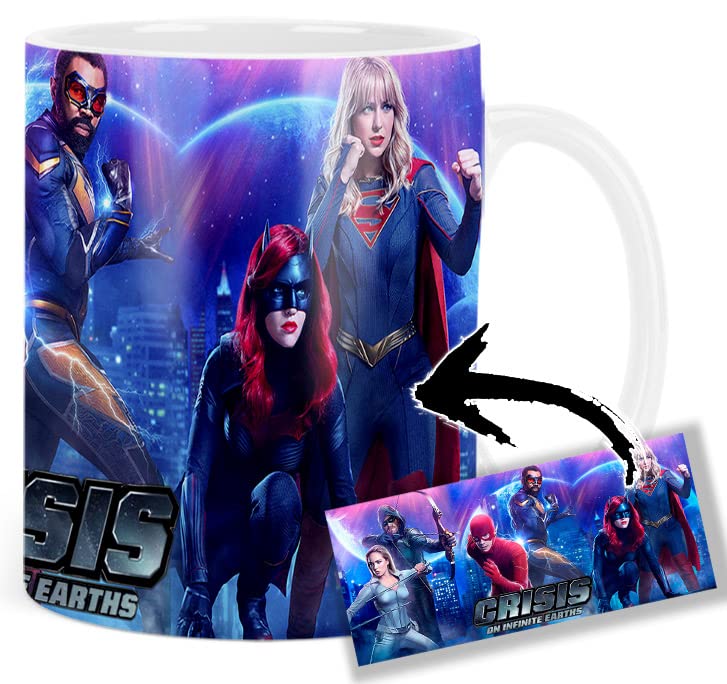MUGSVILLE Arrowverse Crisis On Infinite Earths 2020 Arrow Flash Supergirl Taza Blanca White Mug...