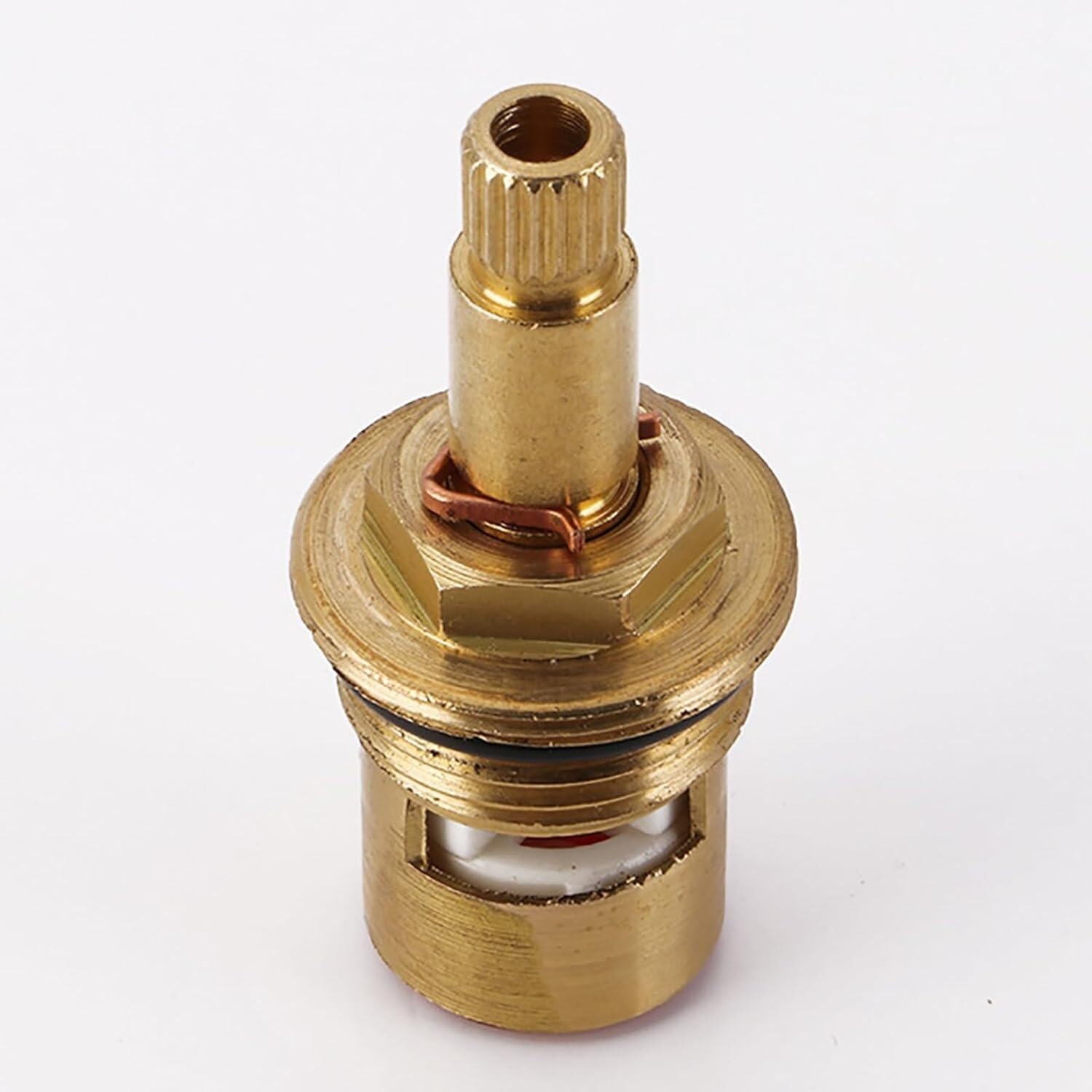 Reemplazo de válvula de grifo de cartucho de disco de vástago de cerámica de latón, cuarto de vuelta de 1/2 "para grifo de cocina de baño,(Red)