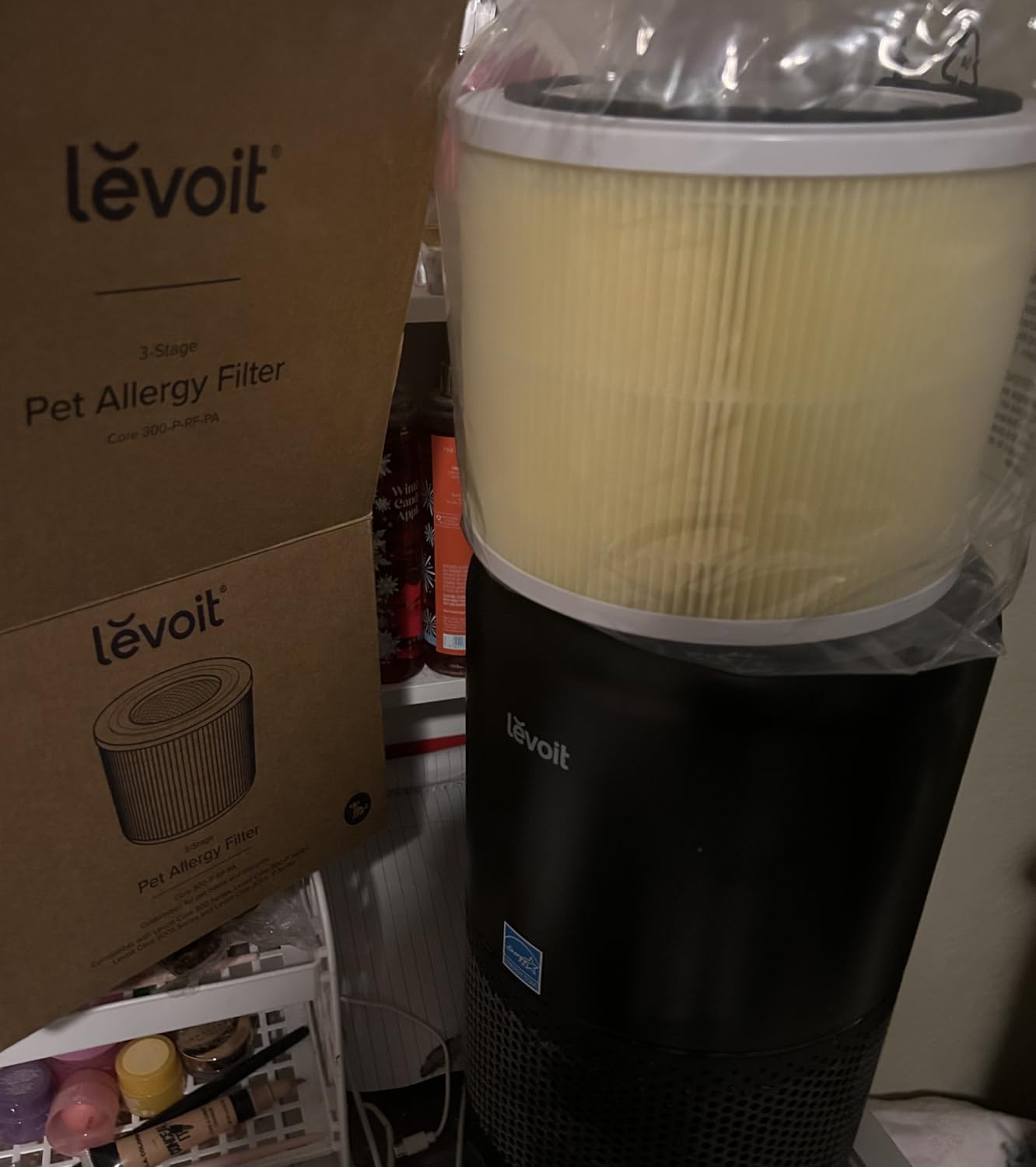 Levoit air purifier in bedroom setting
