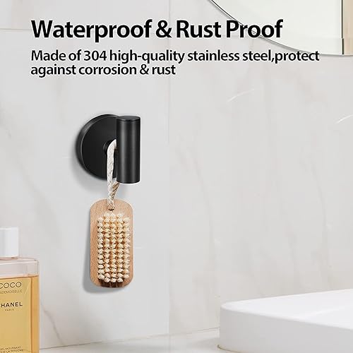 Miniatura 18 de Kruodop Ganchos de toalla para baño, 2 paquetes de soporte para toallas de pared, gancho de pared mate, gancho de acero inoxidable resistente