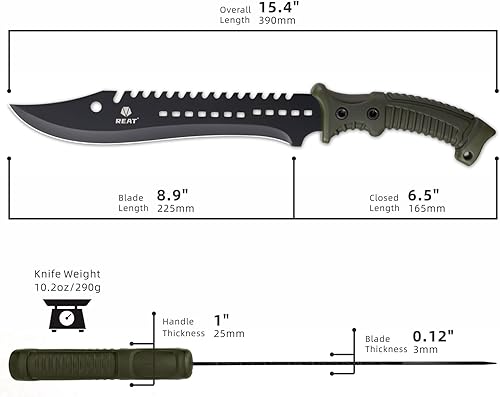 Miniatura 2 de REAT Cuchillo machete con Shaeth, cuchillo ligero de herramientas de jardín de 15 pulgadas, mango ergonómico antideslizante, machetes para