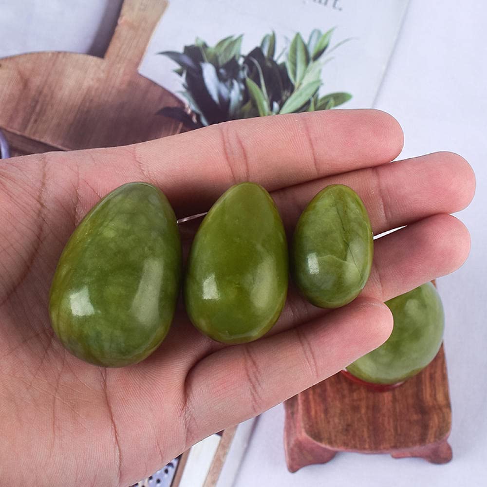 Donne Massaggio Corpo No Hole Giada Verde Naturale Yoni Eggs Kegel Ginnico Muscolo pelvico Guarigione vaginale Cura della salute Ben Wa Balls-40x25mm