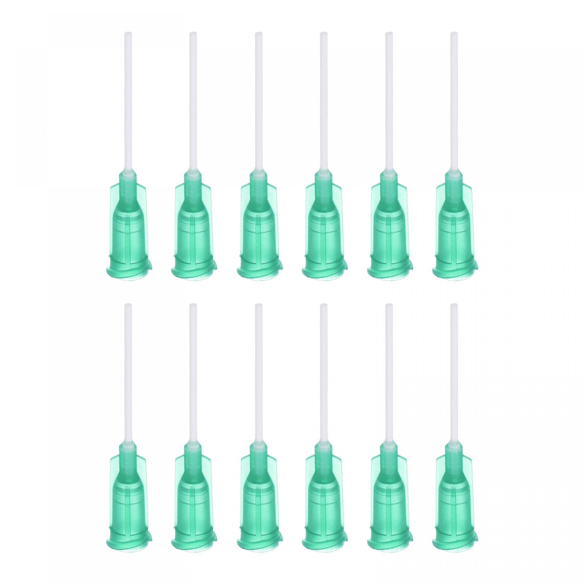 sourcing map 20 Pcs 18G Plastic Dispensing Needles, 1" PP Glue Needle Tube Blunt Luer Lock Tips with PP Flexible Needle for Liquid Glue Gun, Green