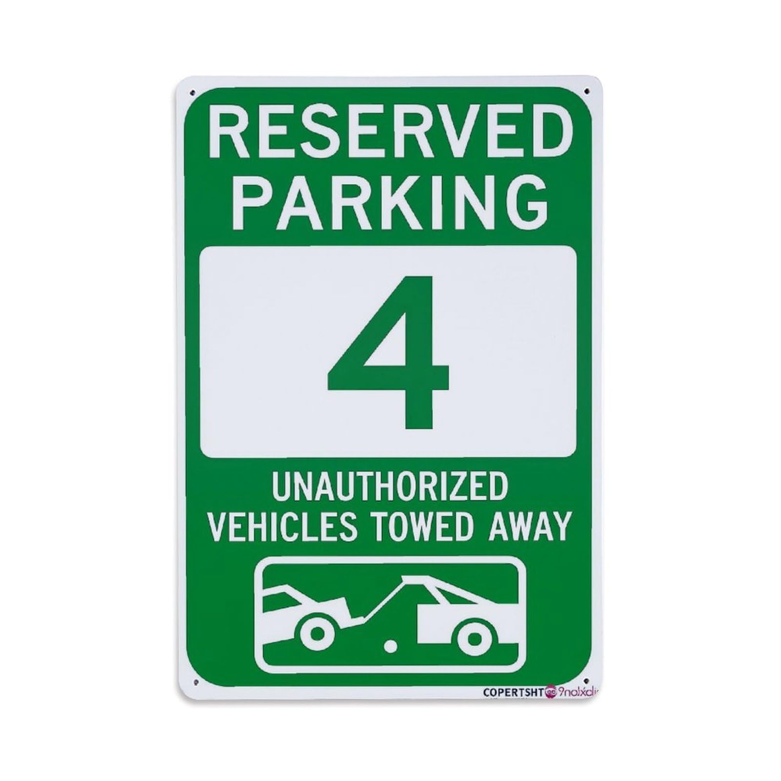 Jdfenggu Vintage Reserved Parking Number Four Towing Warning Retro Metal Tin Sign, Decor Art Poster For Bar, Home, Man Cave, Kitchen, Laundry Room Gift 8X12inch