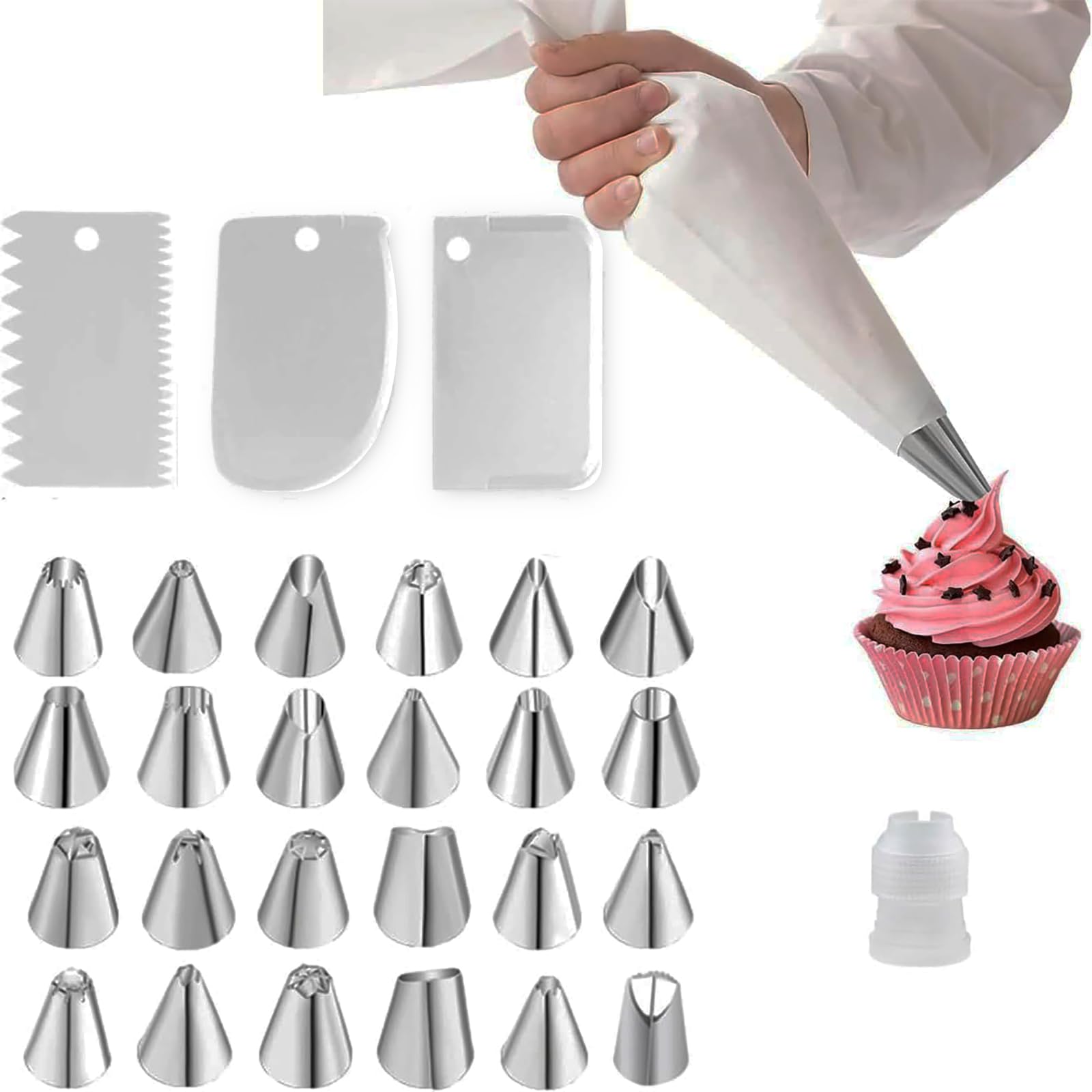Ferizzia 14 Pièces Ustensiles à Pâtisserie, 2 Poche à Douille Patisserie Reutilisable, 6 Douilles en Inox, Kit Patisserie pour Biscuit, Pâtisserie, Gâteau, Cupcakes et Cookies Ferizzia 14 Pièces Ustensiles à Pâtisserie, 2 Poche à Douille Patisserie Reutilisable, 6 Douilles en Inox, Kit Patisserie pour Biscuit, Pâtisserie, Gâteau, Cupcakes et Cookies