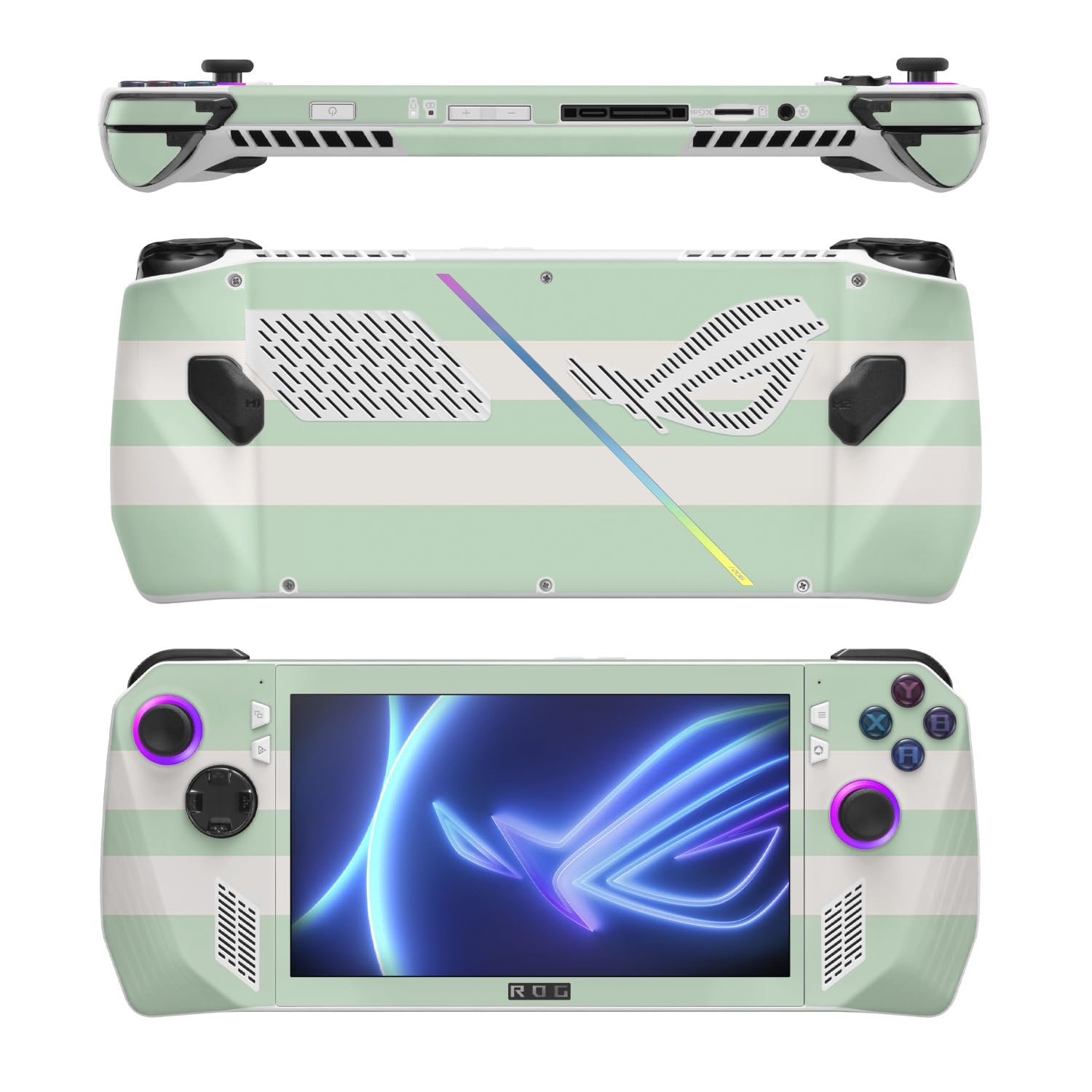 MightySkins Skin Compatible with Asus ROG Ally - Mint Stripes | Protective, Durable, and Unique Vinyl Decal wrap Cover | Easy to Apply, Remove, and Change Styles