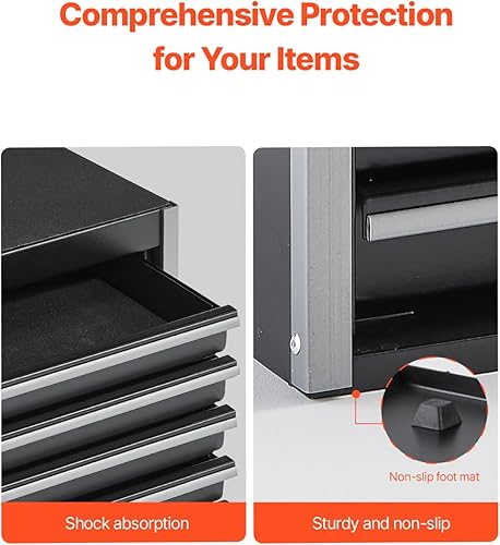 Miniatura 7 de Happybuy Caja de herramientas de metal de 8.6 pulgadas, caja de herramientas pequeña portátil con 5 cajones, equipada con forros de EVA y