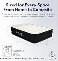 Vista 2 de King Koil Colchón de aire inflable con superficie de almohada suave tamaño completo con bomba incorporada de alta velocidad para el hogar