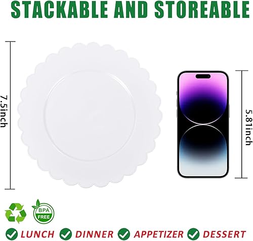 Miniatura 9 de SUT 72 platos de plástico, platos llanos blancos de 10.25 pulgadas, platos llanos desechables, platos blancos de plástico resistente, platos