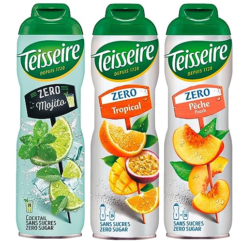 Teisseire Jarabe Zero Mojito, Tropical, Melocotón 600ml - Cócteles, Batidos