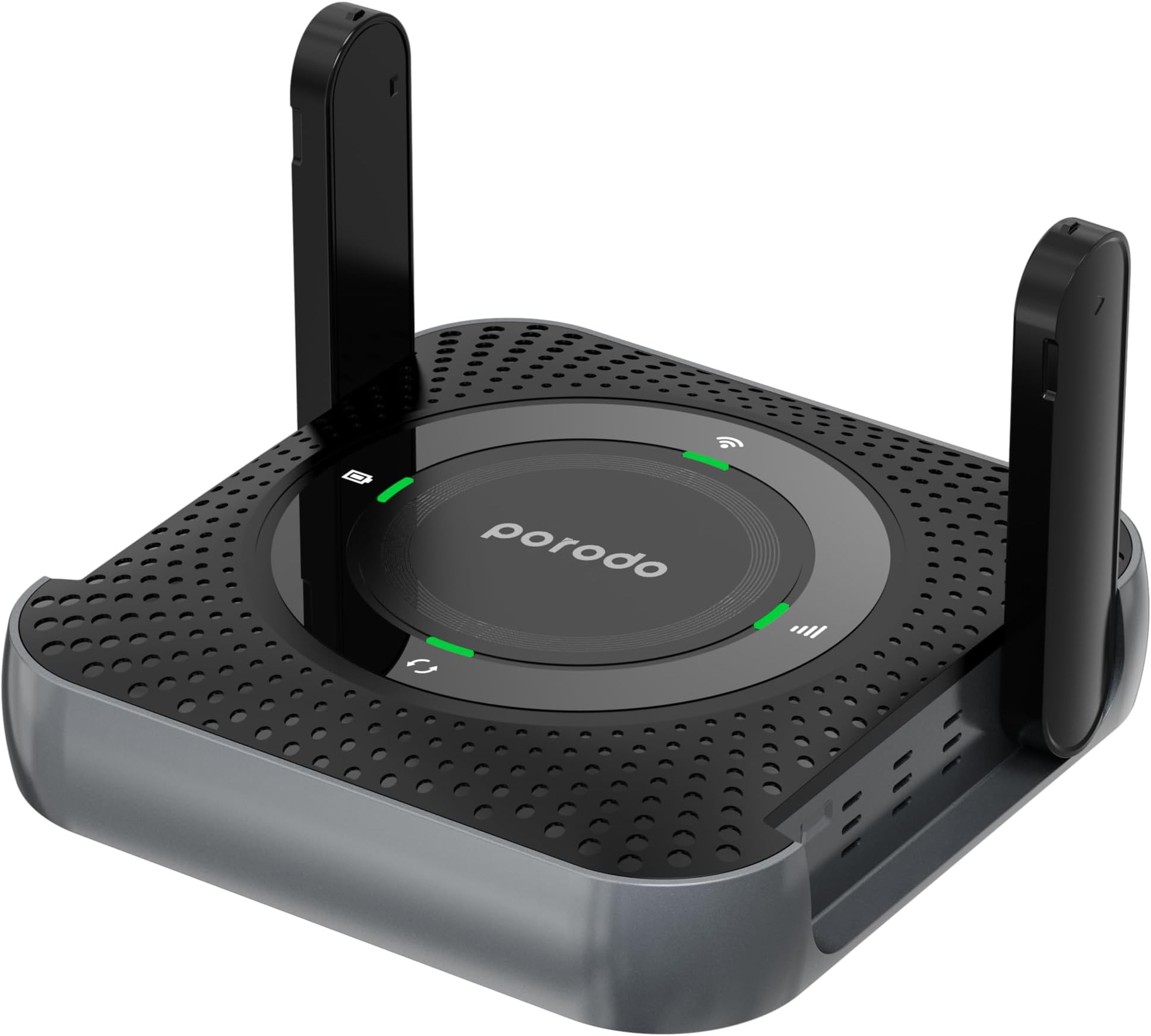 Porodo Wireless Router, 4G/LTE Home & Outdoor Portable, up to 10 Devices support, 12H Working Time, 100Mbps LAN, 100Mbps 4G Router, 40M Signal Distance, CPE/Mifi, Portable router, 2×Wi-Fi Antennas.