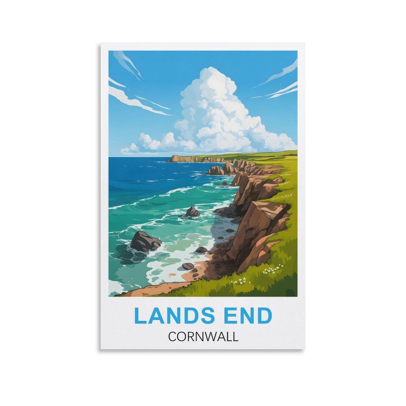 Ezmlfa S350 5D Diamond Art Kits For Beginner,Lands End Cornwall,Diamond Art Kits Gem Cross Stitch Easy Kits For Beginner Crystal Art Crafts Home Wall Decor 50X60cm