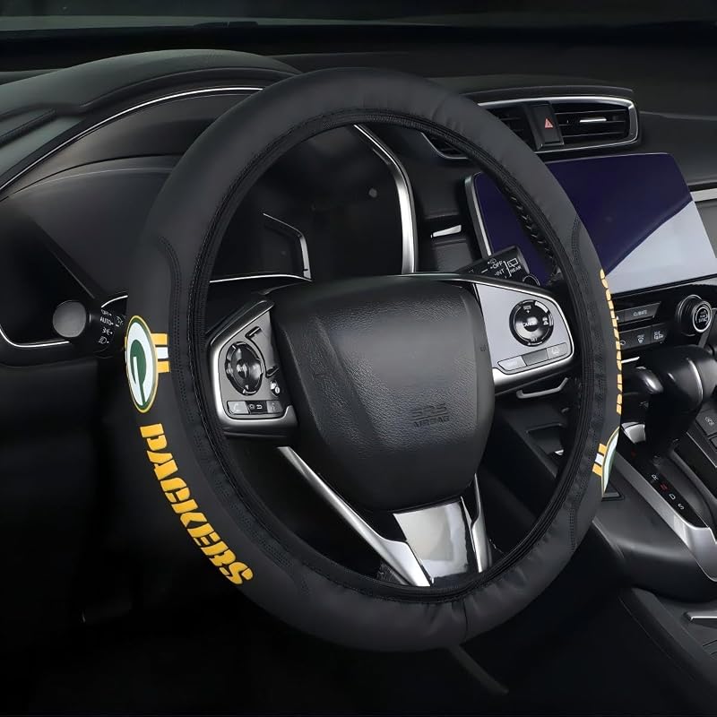 Capa de Volante em Couro Preta para Carros, SUVs, Caminhões e Vans DiHiYiaiGa – 38,1 cm