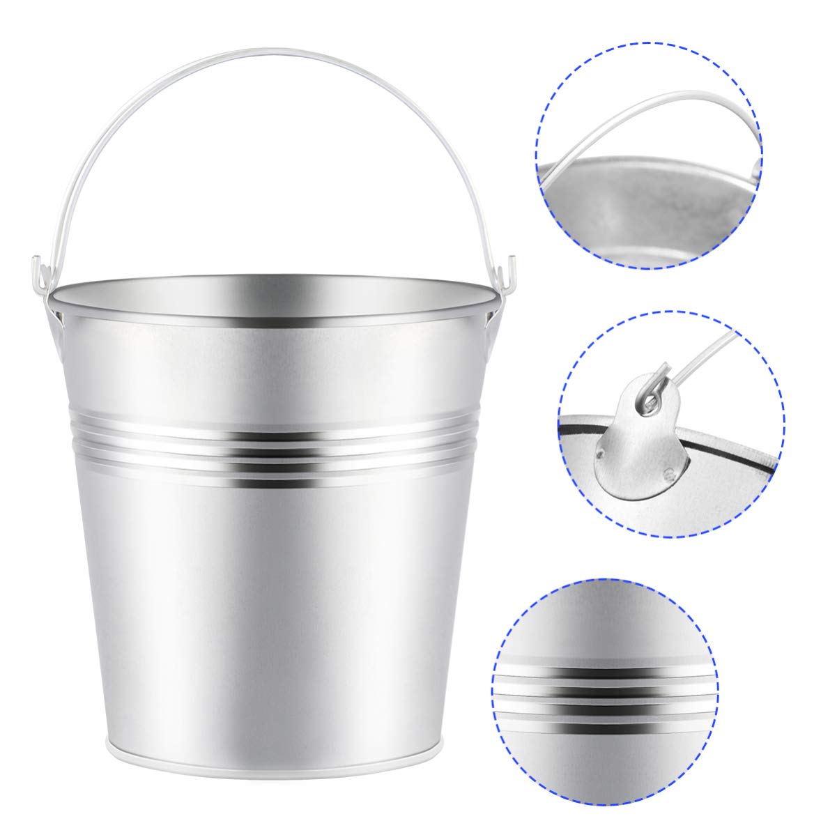 Toyvian Mini secchio di metallo, 12 pezzi, piccolo secchio di zinco per caramelle, bomboniere, decorazione per progetti fai da te, matrimoni, feste, battesimi, mini vasi da fiori da tavolo