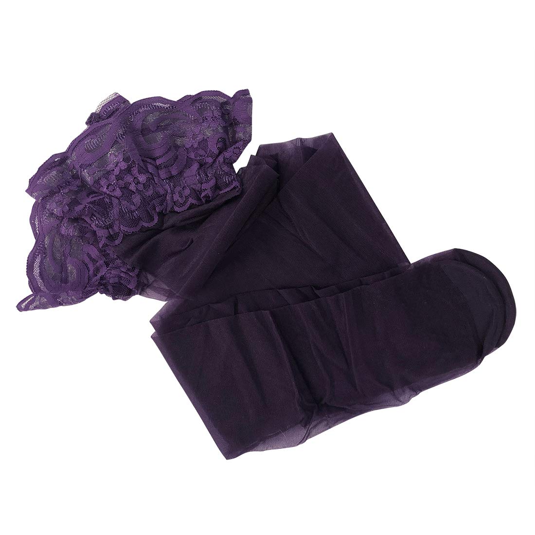 18Mm Women's Purple Sexy Lace 20D Hold Up Stocking Pantyhose Tights (Purple)