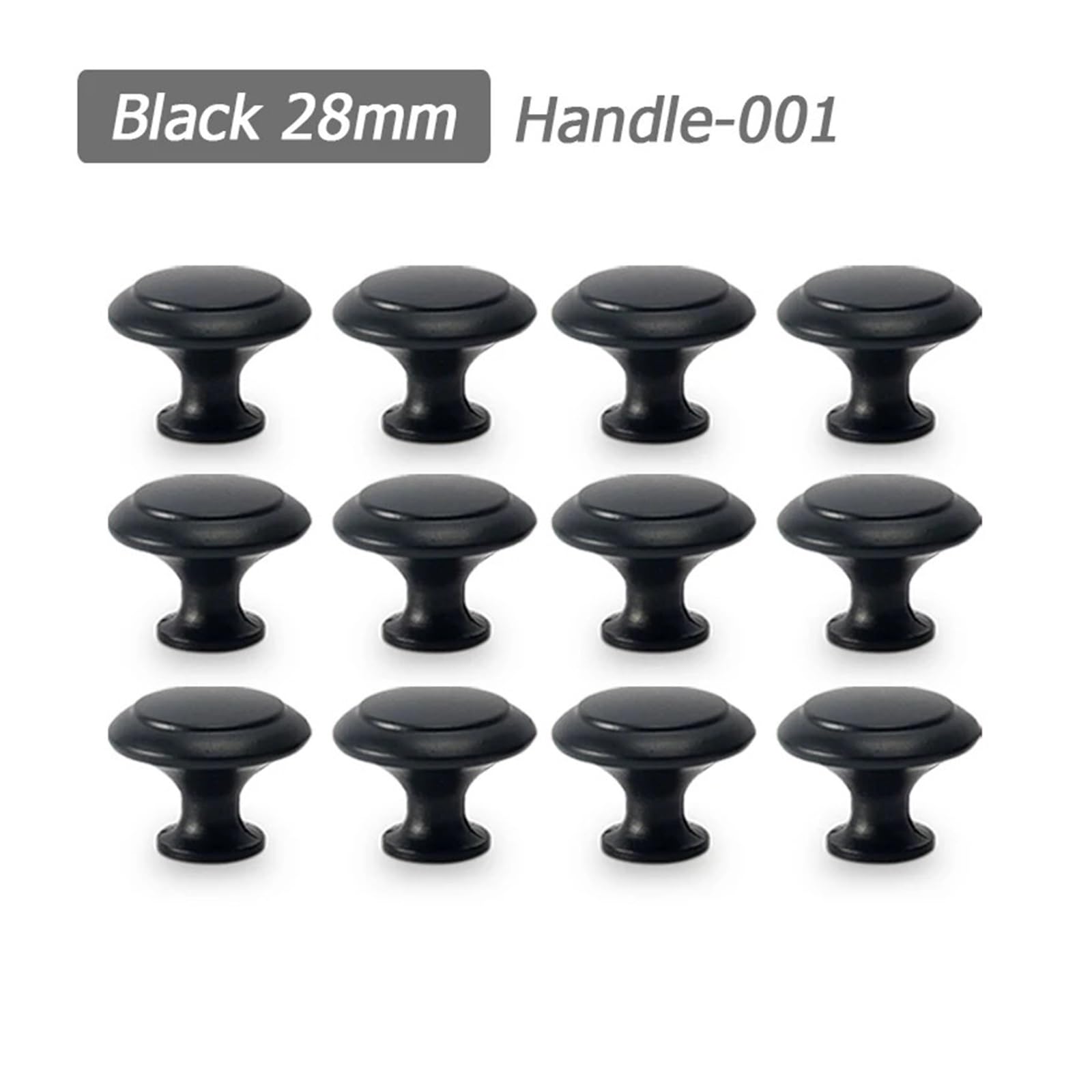 Boutons d'armoire ronds Lot de 12 poignées de tiroir de cuisine en acier inoxydable noir for meubles, armoire, commode, placard, porte, 24 mm, 28 mm (noir 28 mm)