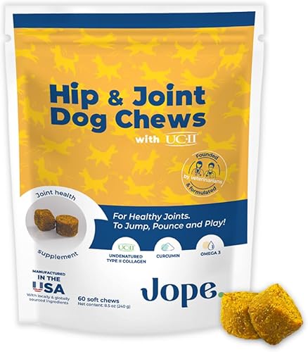 Jope Masticables para perros de cadera y articulaciones con colágeno UC-II, más eficaz que la glucosamina, desarrollado por veterinarios,