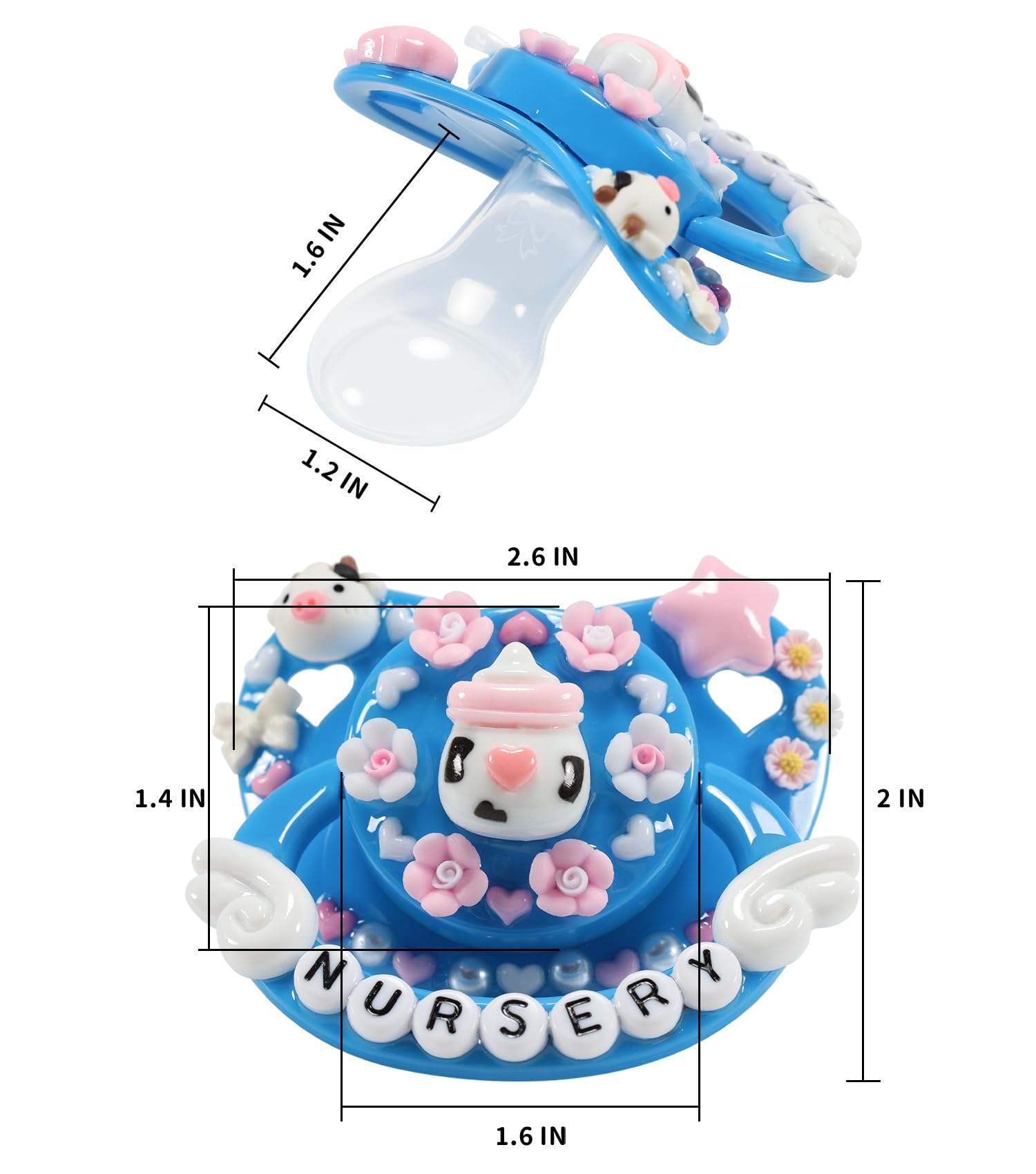 CutiePlusU Adult Pacifier Big Shield DIY Handmade Adult Pacifier - Blue Nursery - Image 4